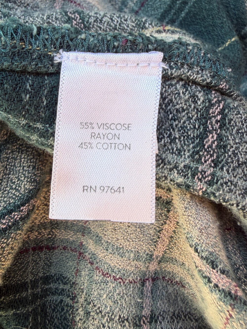 J. Jill M Teal Cream Fall Plaid Button-Front Midi shirt Dress - Picture 6 of 6